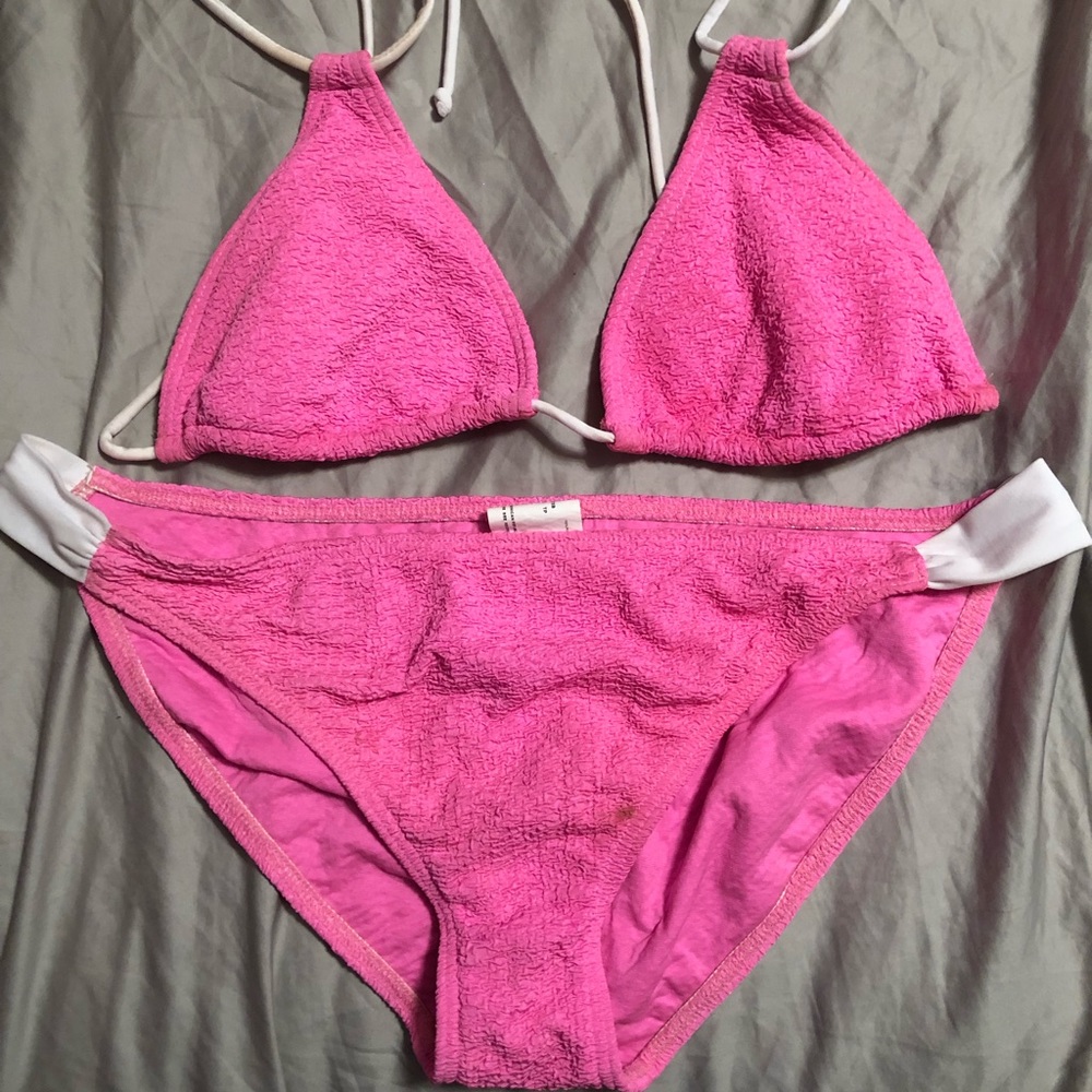 Pink and white bikini